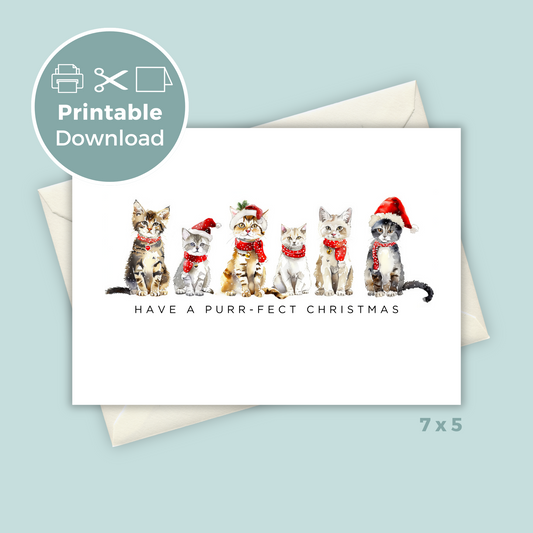 Printable Christmas Card - Purr-fect Christmas