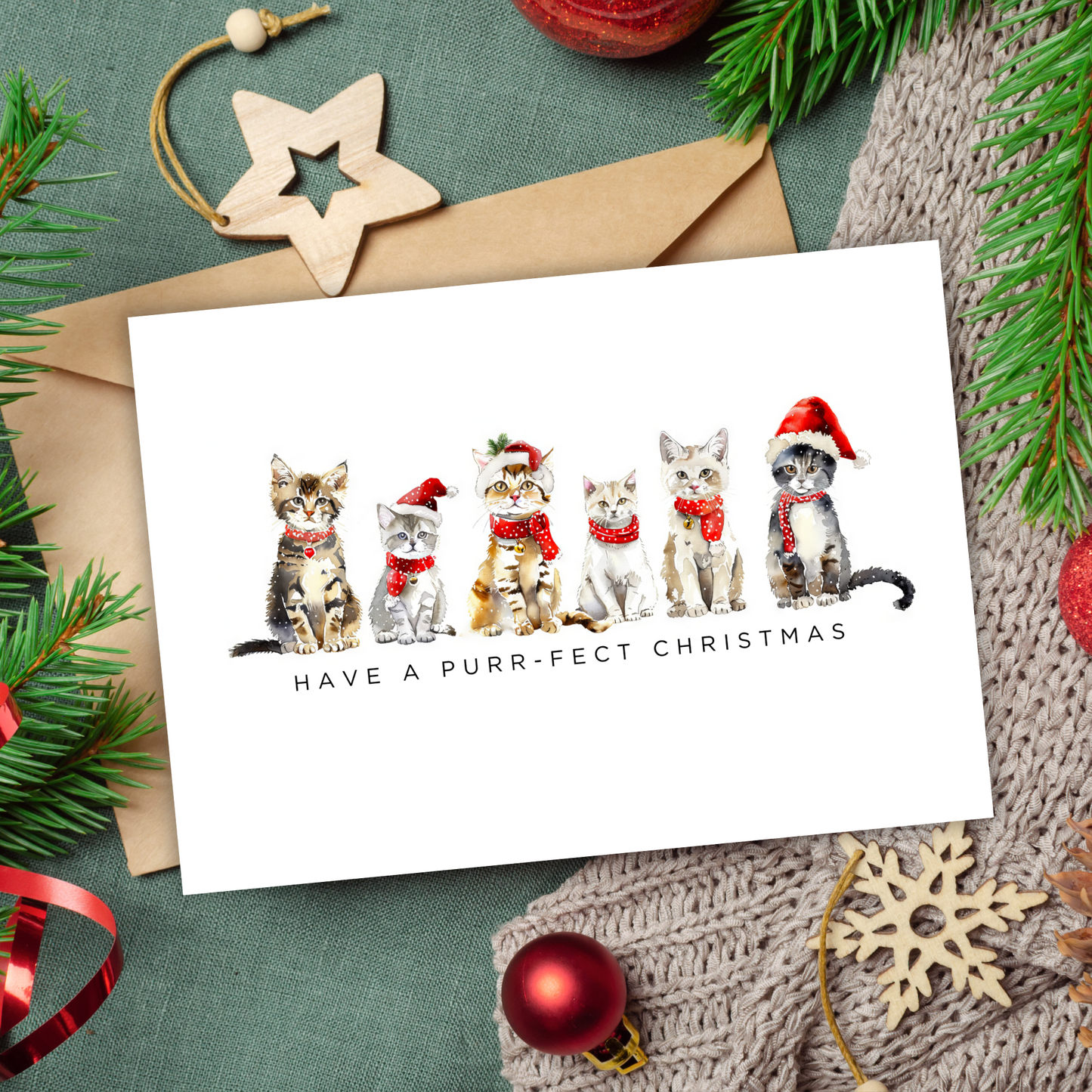 Printable Christmas Card - Purr-fect Christmas