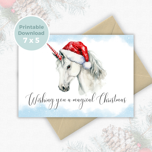 Printable Christmas Card - Unicorn