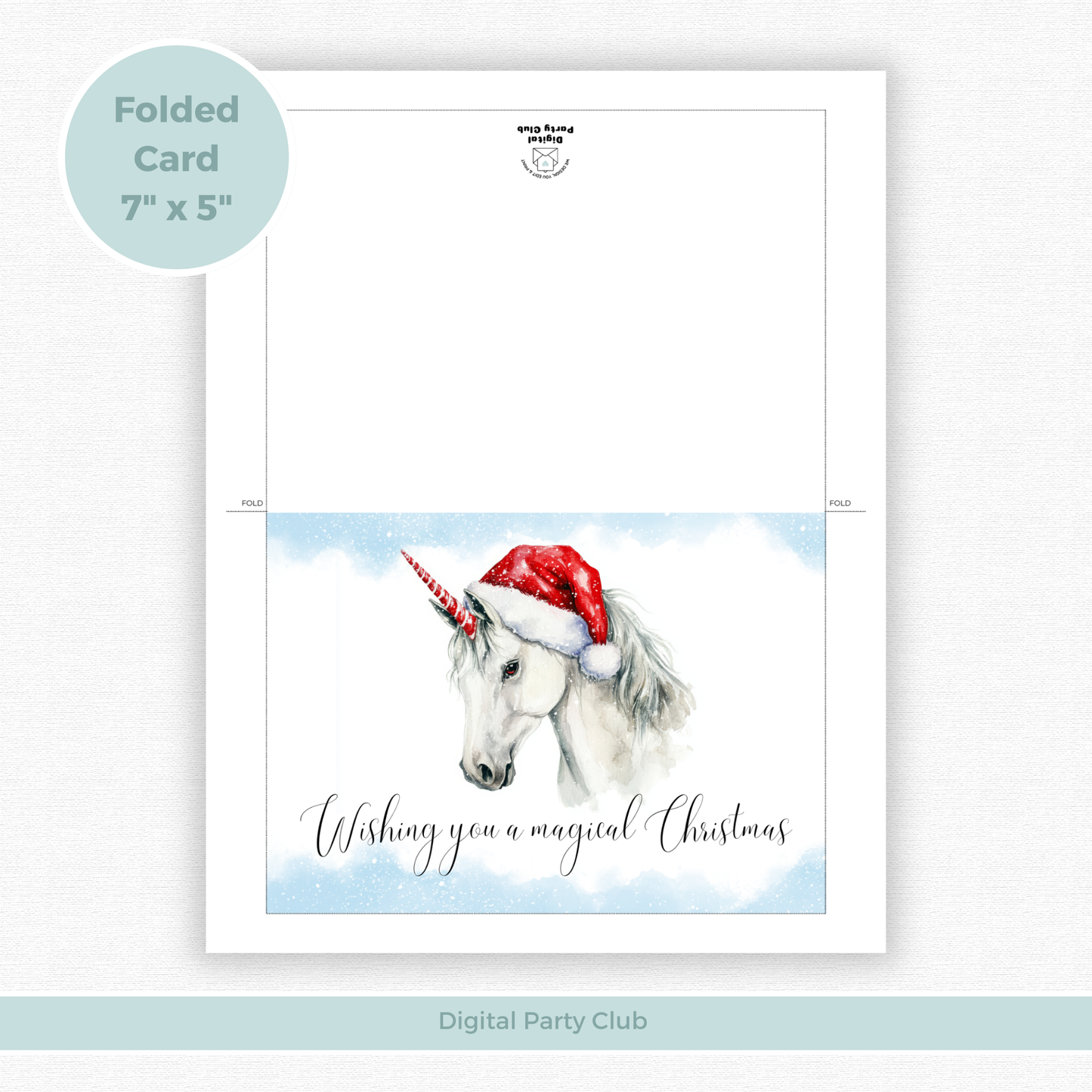 Printable Christmas Card - Unicorn