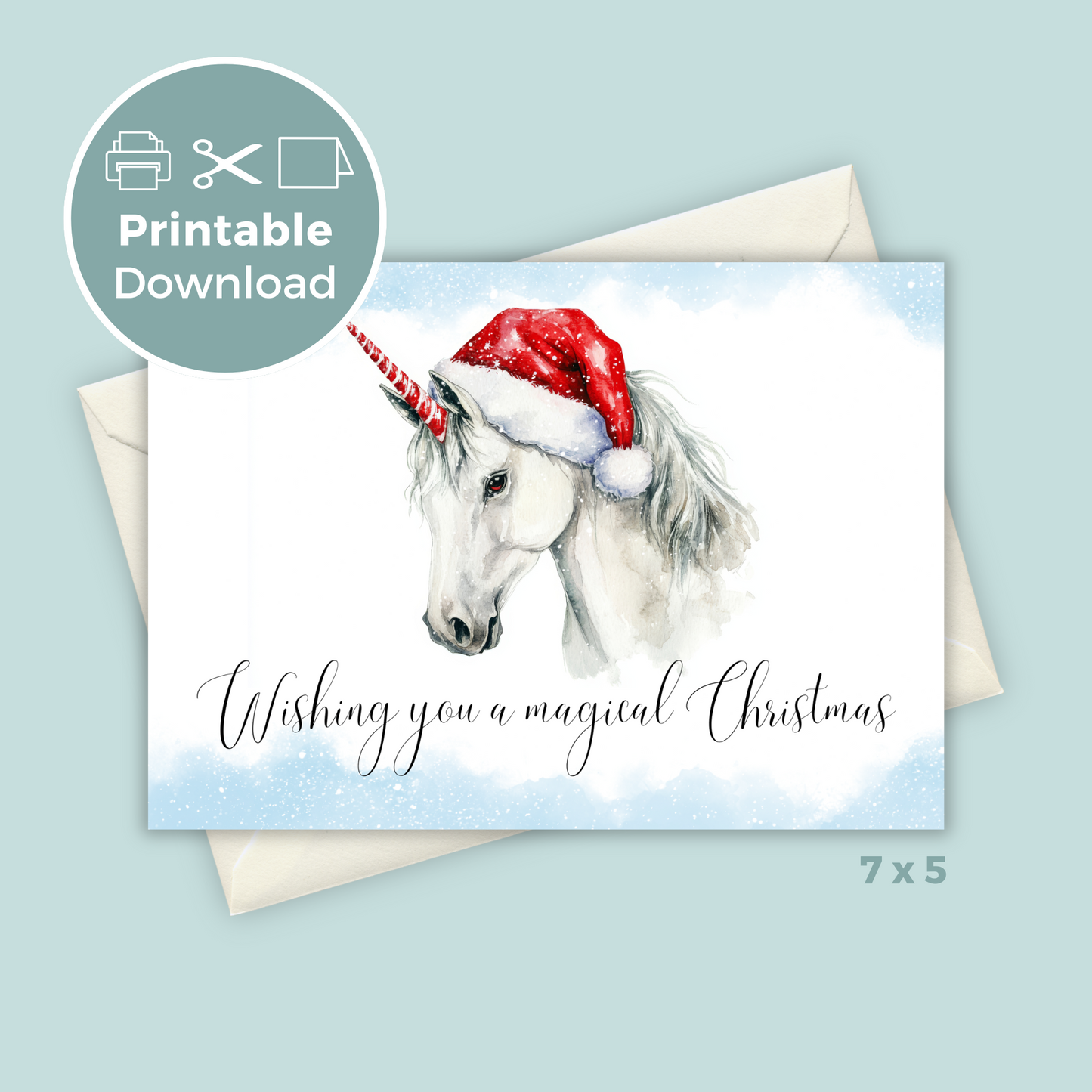 Printable Christmas Card - Unicorn