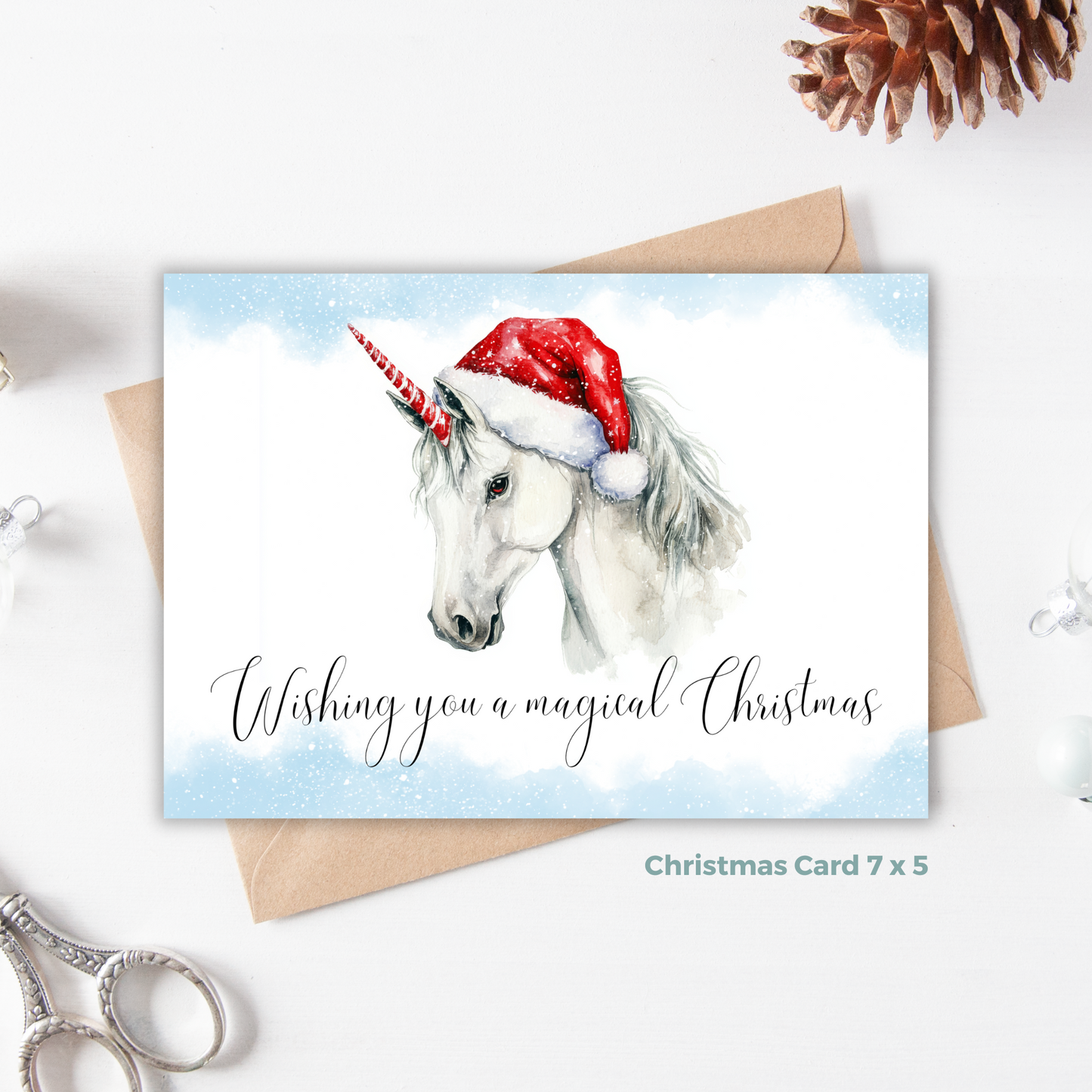 Printable Christmas Card - Unicorn