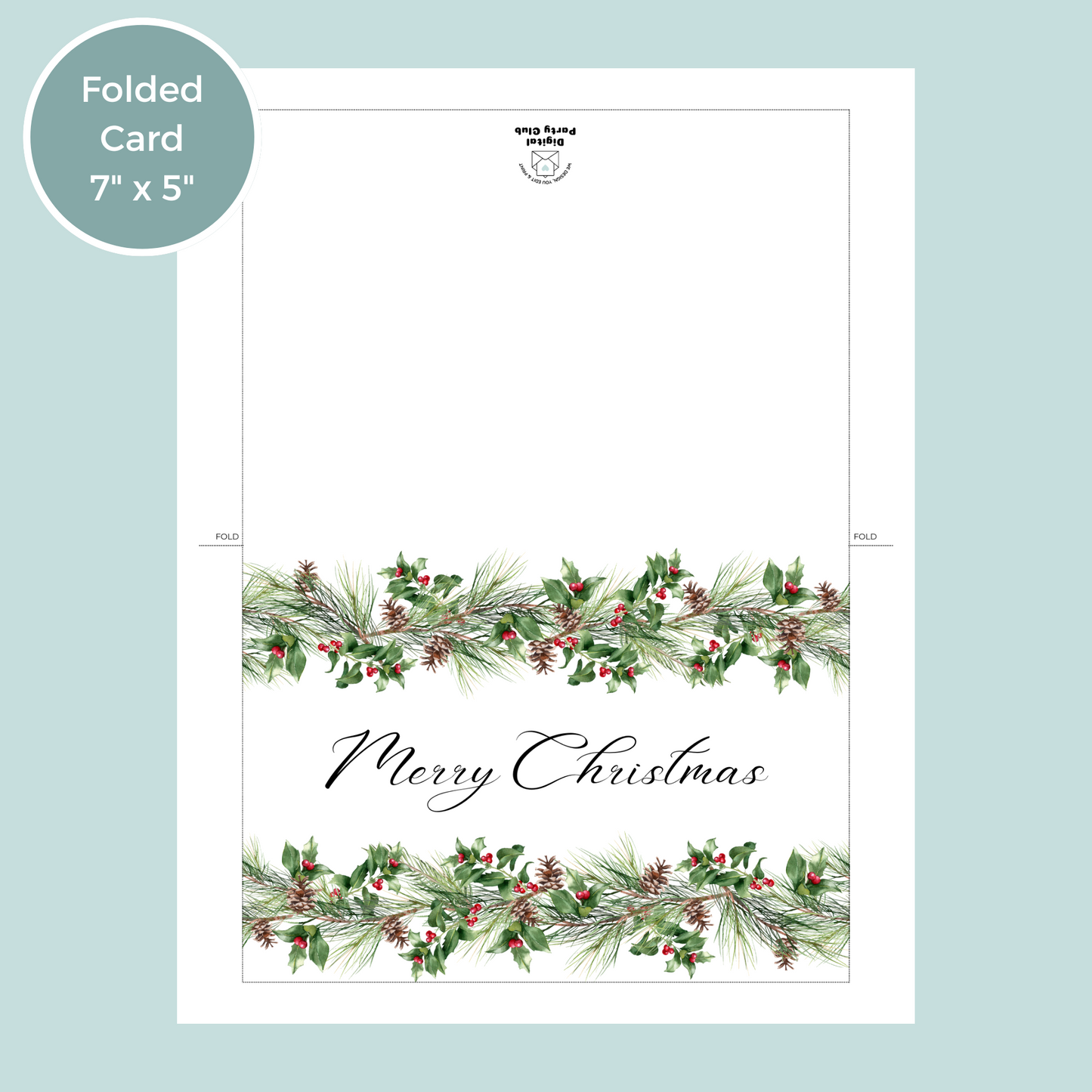 Printable Christmas Card - Festive Garland