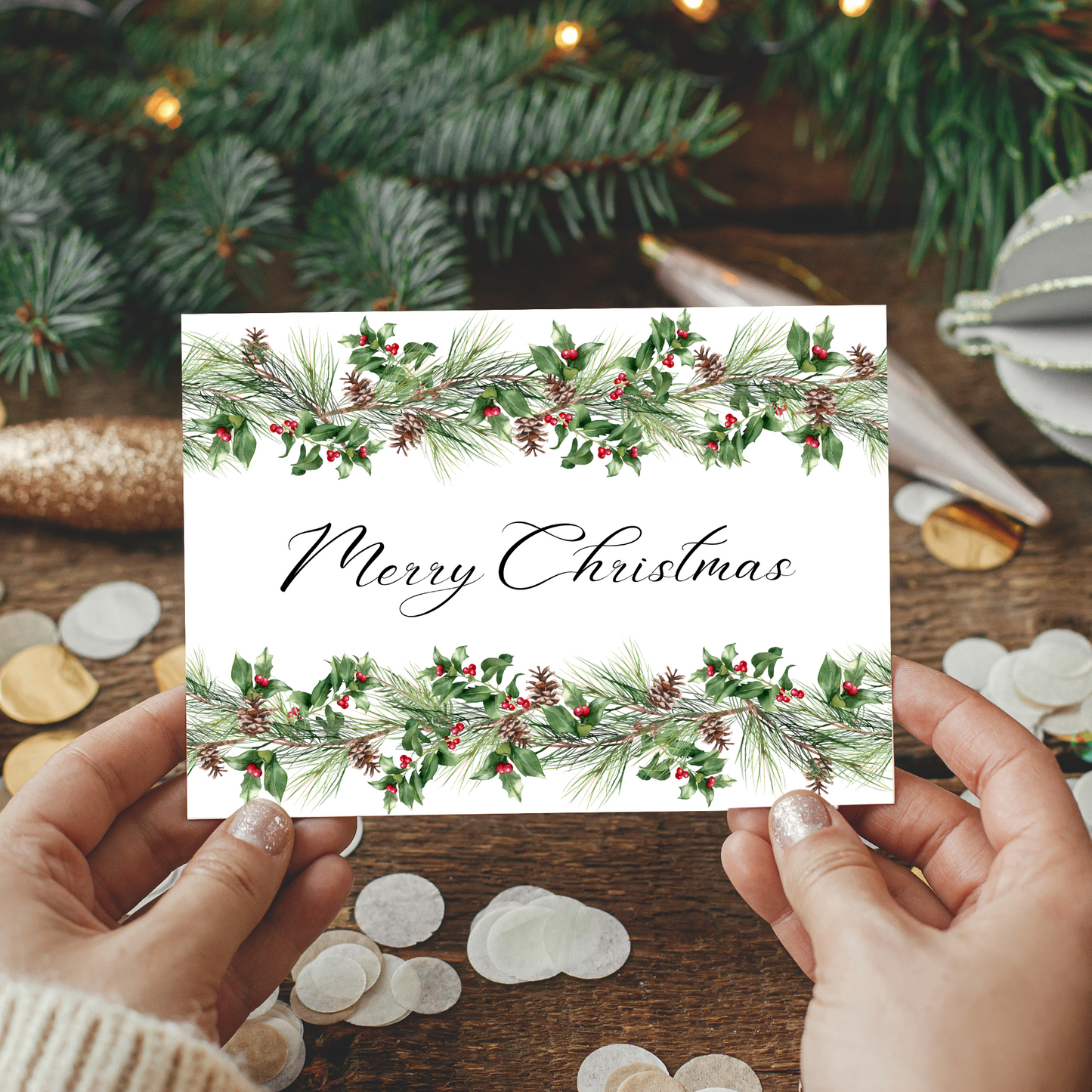 Printable Christmas Card - Festive Garland