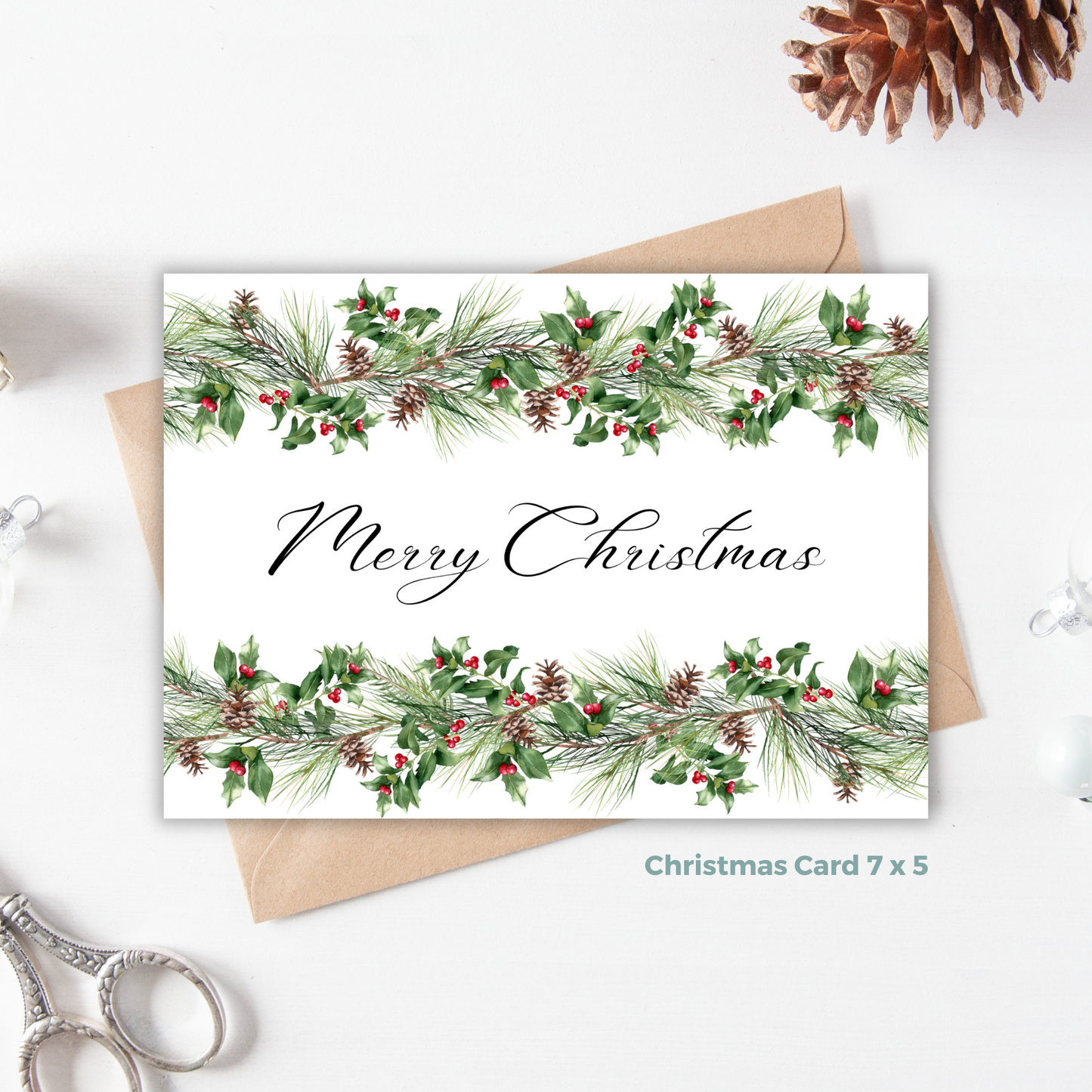 Printable Christmas Card - Festive Garland