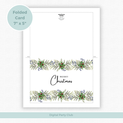 Printable Christmas Card - Festive Garland