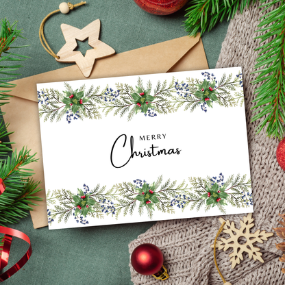 Printable Christmas Card - Festive Garland