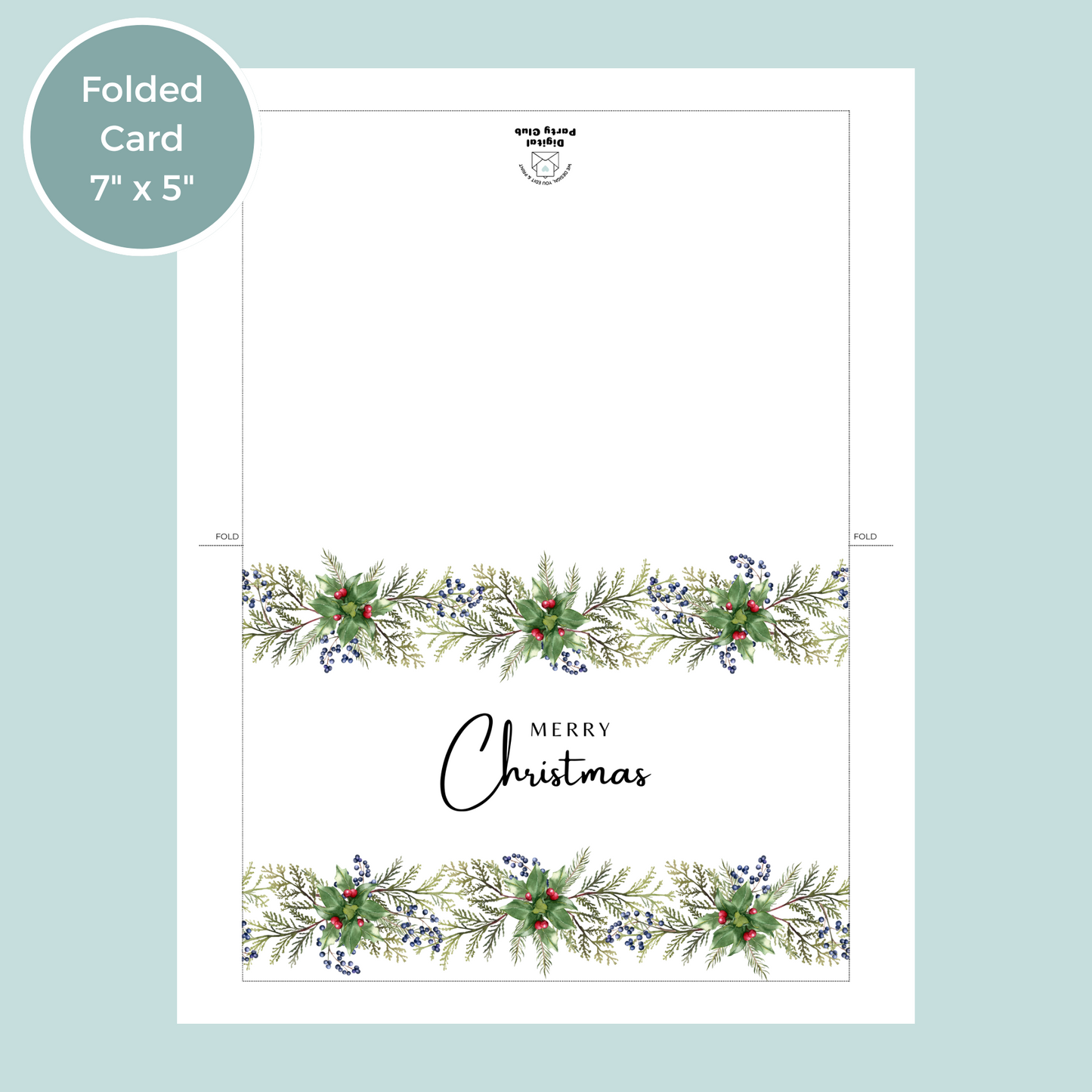 Printable Christmas Card - Festive Garland