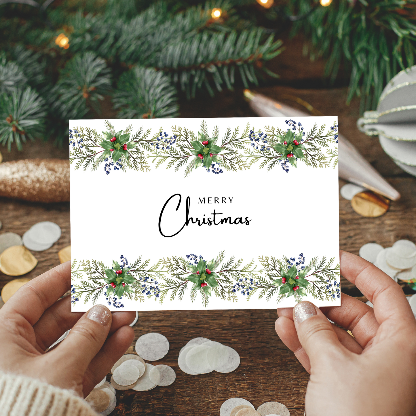 Printable Christmas Card - Festive Garland