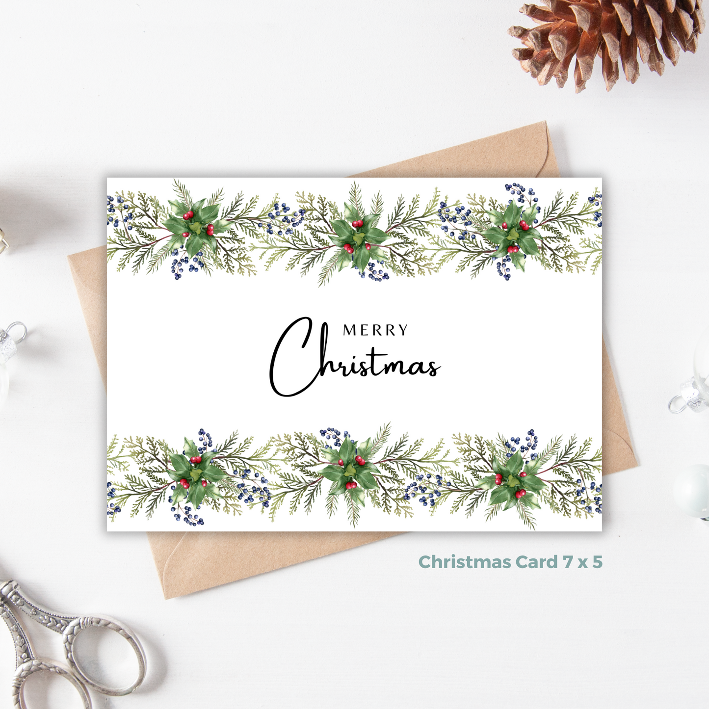 Printable Christmas Card - Festive Garland