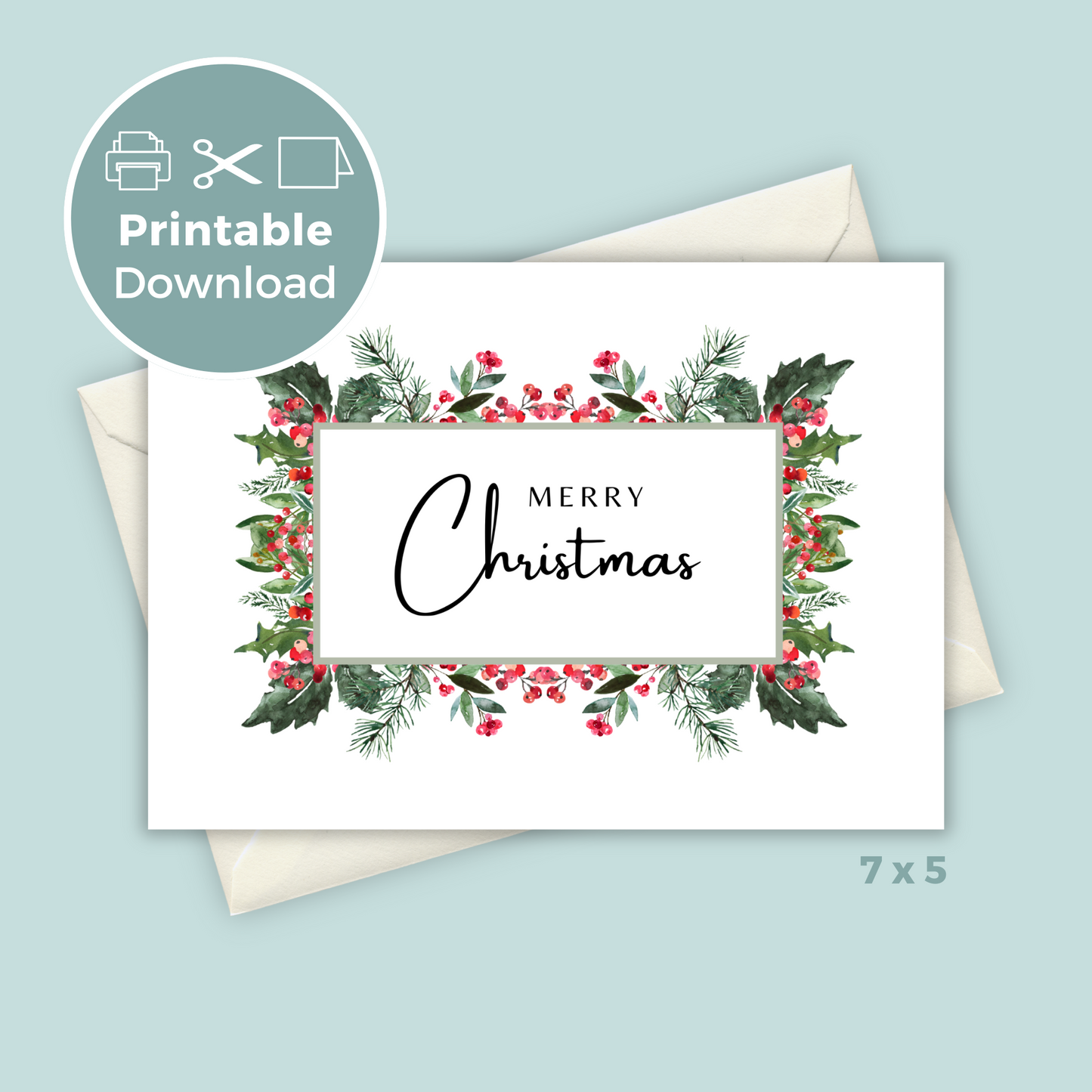 Printable Christmas Card - Festive Border