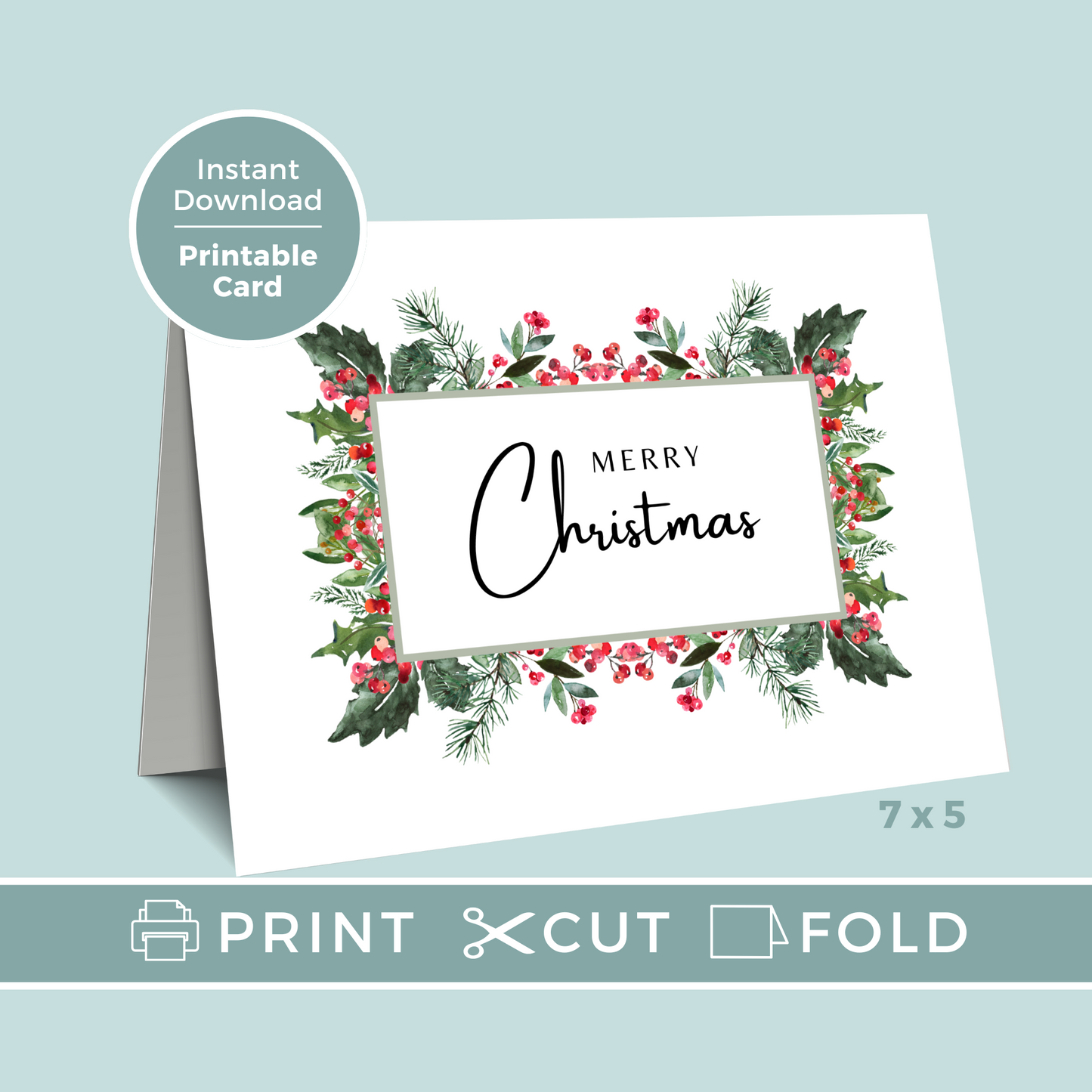 Printable Christmas Card - Festive Border