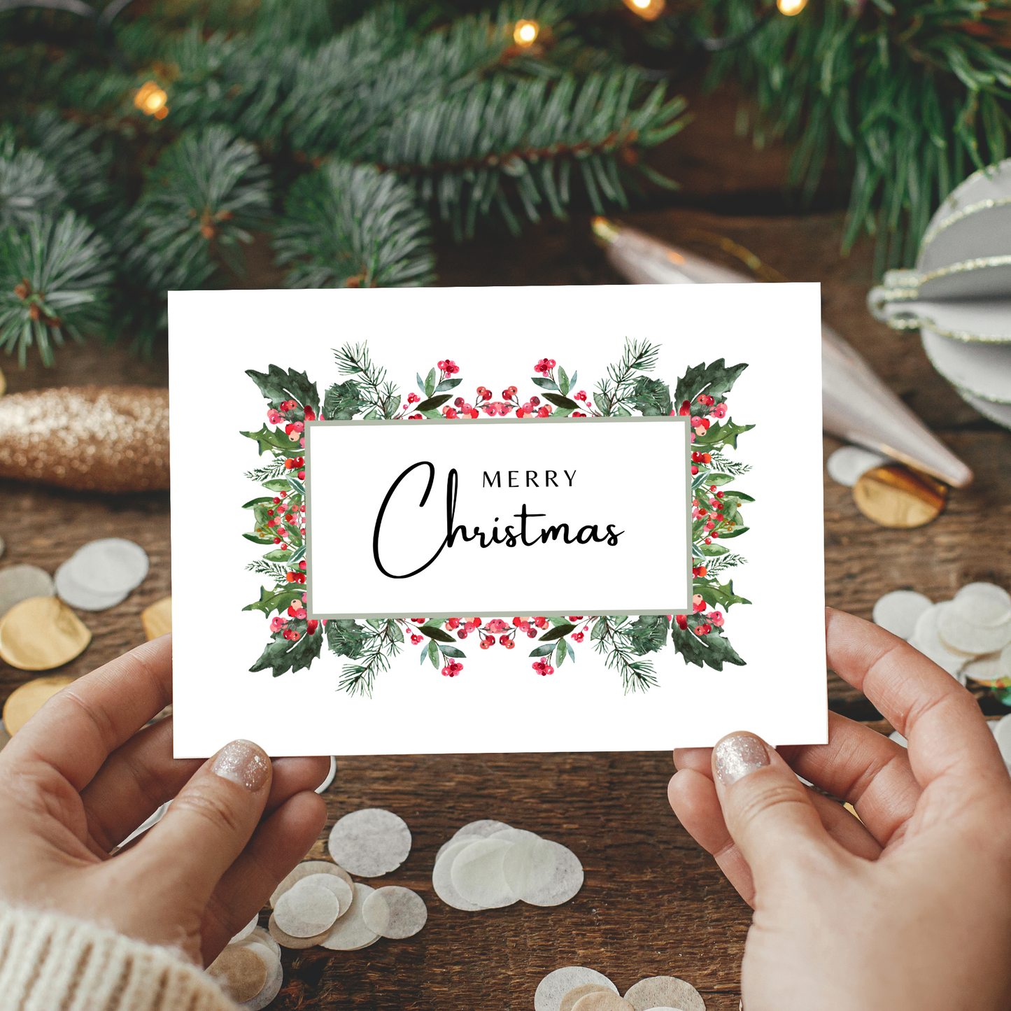 Printable Christmas Card - Festive Border