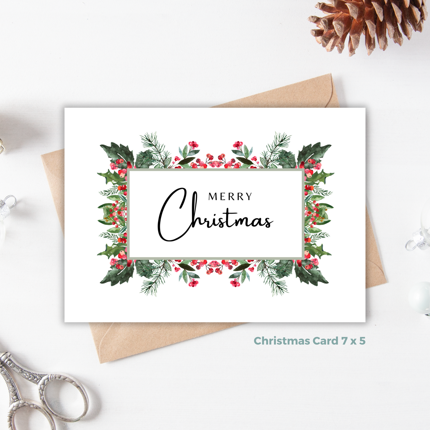 Printable Christmas Card - Festive Border