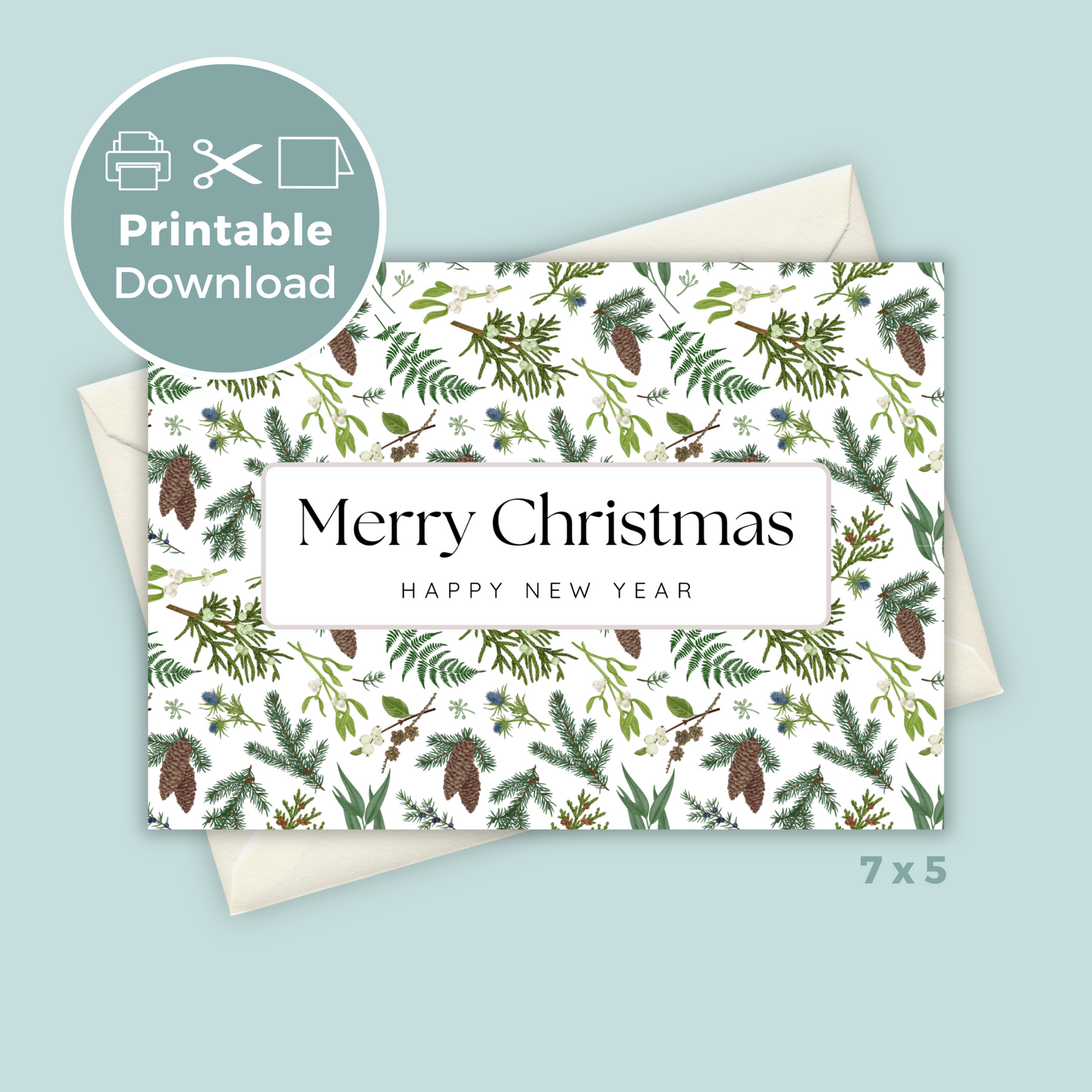 Printable Christmas Card - Mistletoe