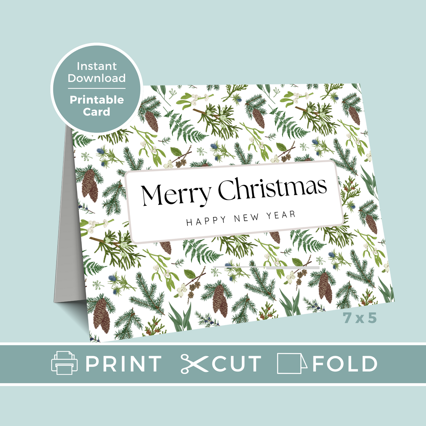 Printable Christmas Card - Mistletoe