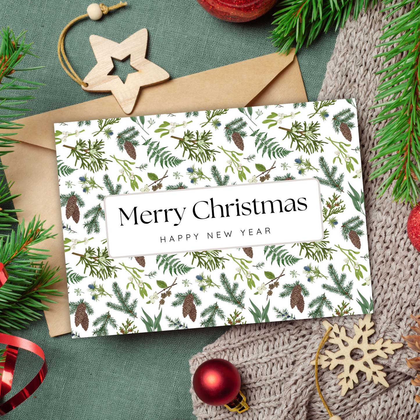 Printable Christmas Card - Mistletoe