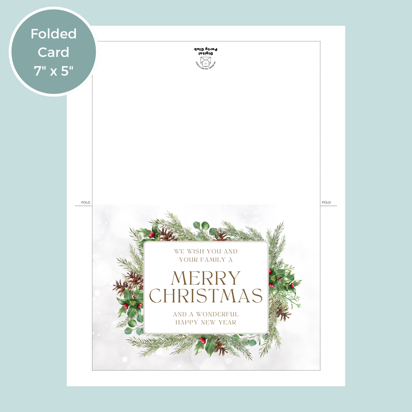 Printable Christmas Card - Festive Flowers