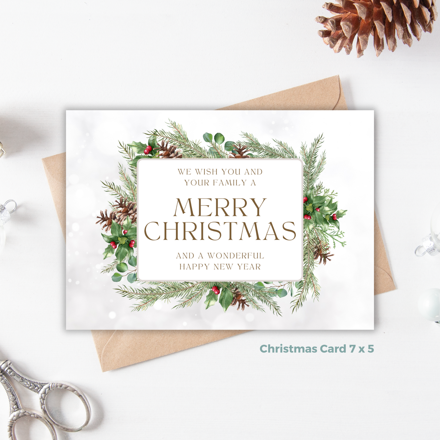 Printable Christmas Card - Festive Flowers