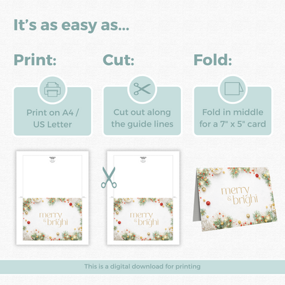 Printable Christmas Card - Merry & Bright