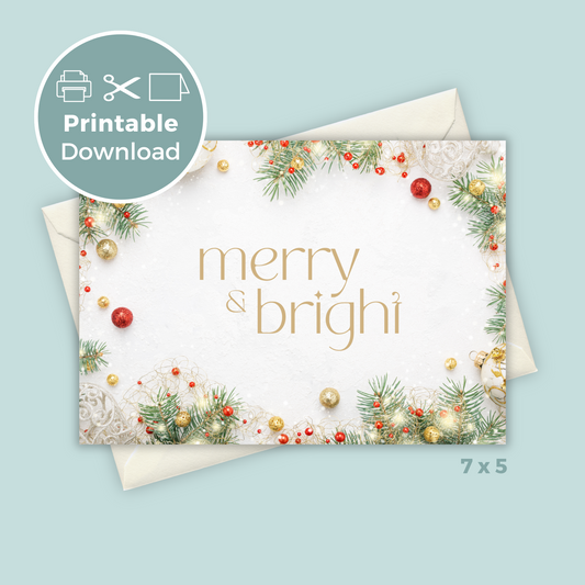 Printable Christmas Card - Merry & Bright