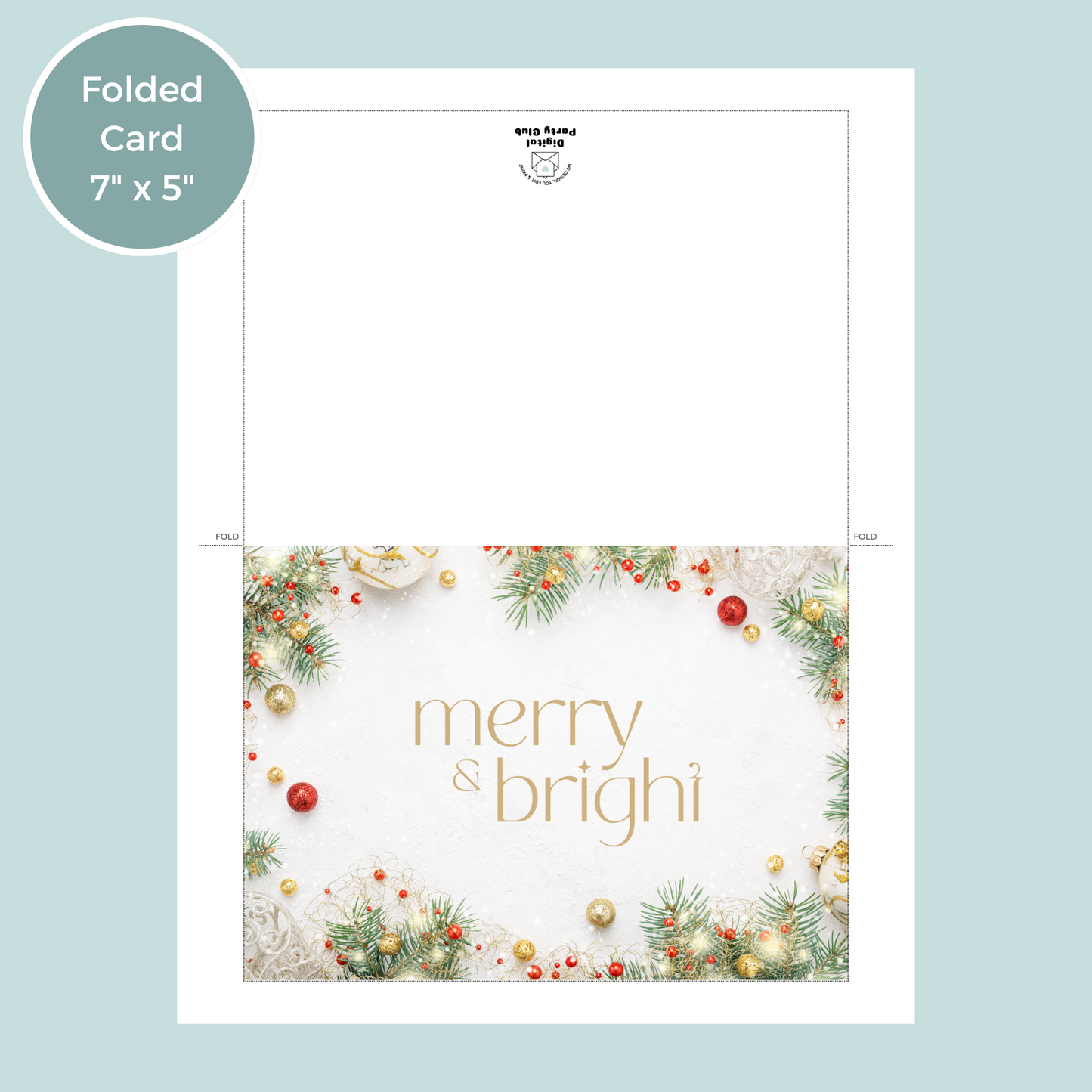 Printable Christmas Card - Merry & Bright