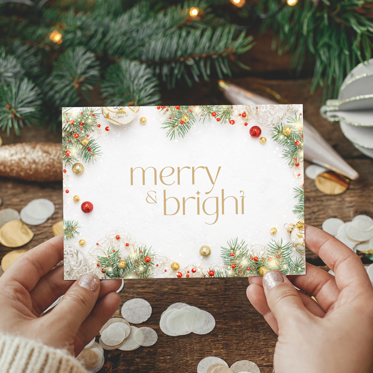 Printable Christmas Card - Merry & Bright