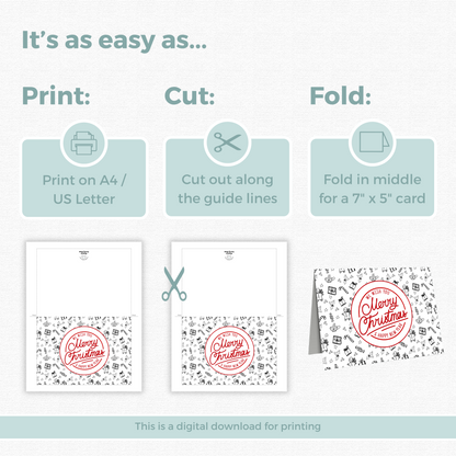 Printable Christmas Card - Gingerbread & Gift Pattern