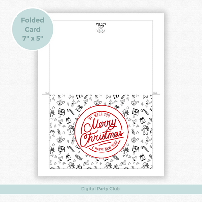 Printable Christmas Card - Gingerbread & Gift Pattern
