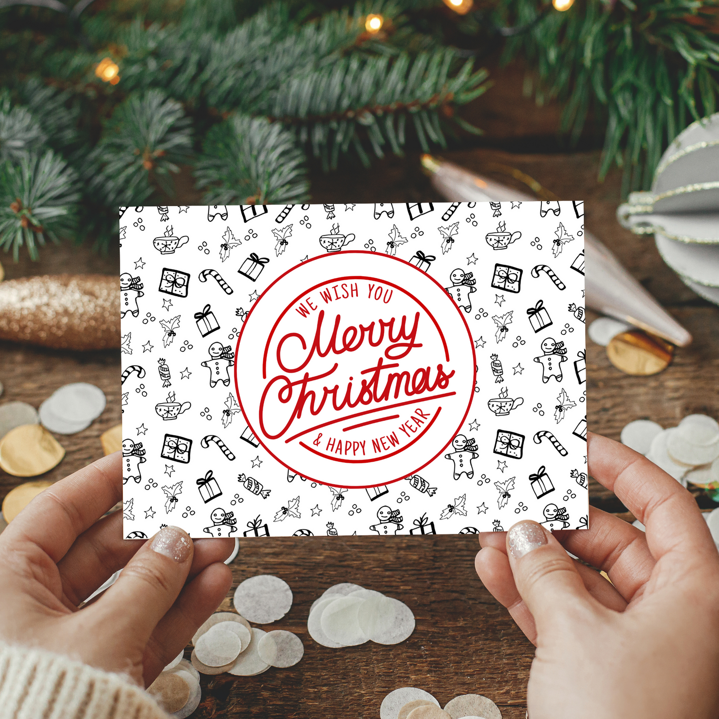 Printable Christmas Card - Holiday Icons