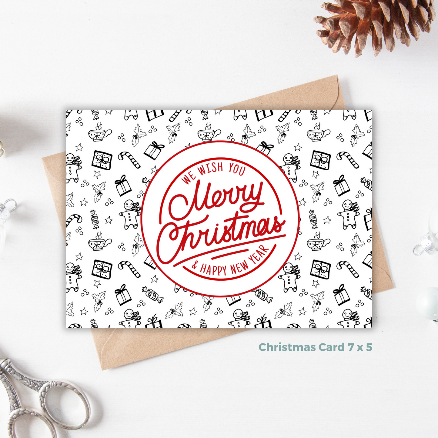 Printable Christmas Card - Holiday Icons