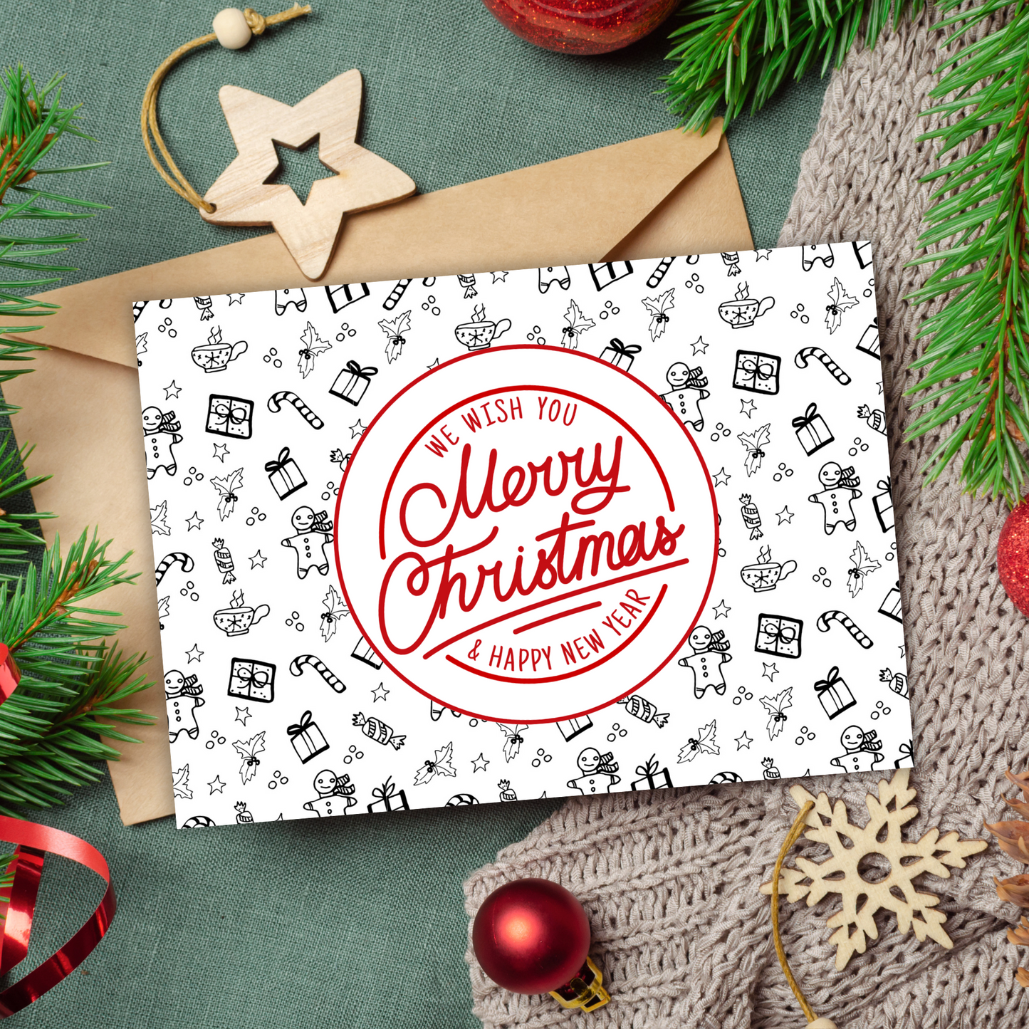 Printable Christmas Card - Holiday Icons