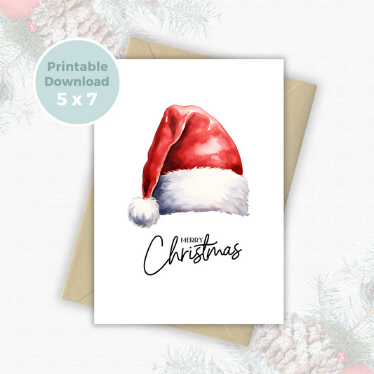 Printable Christmas Card - Santa Hat