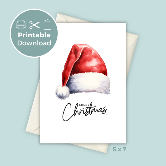 Printable Christmas Card - Santa Hat