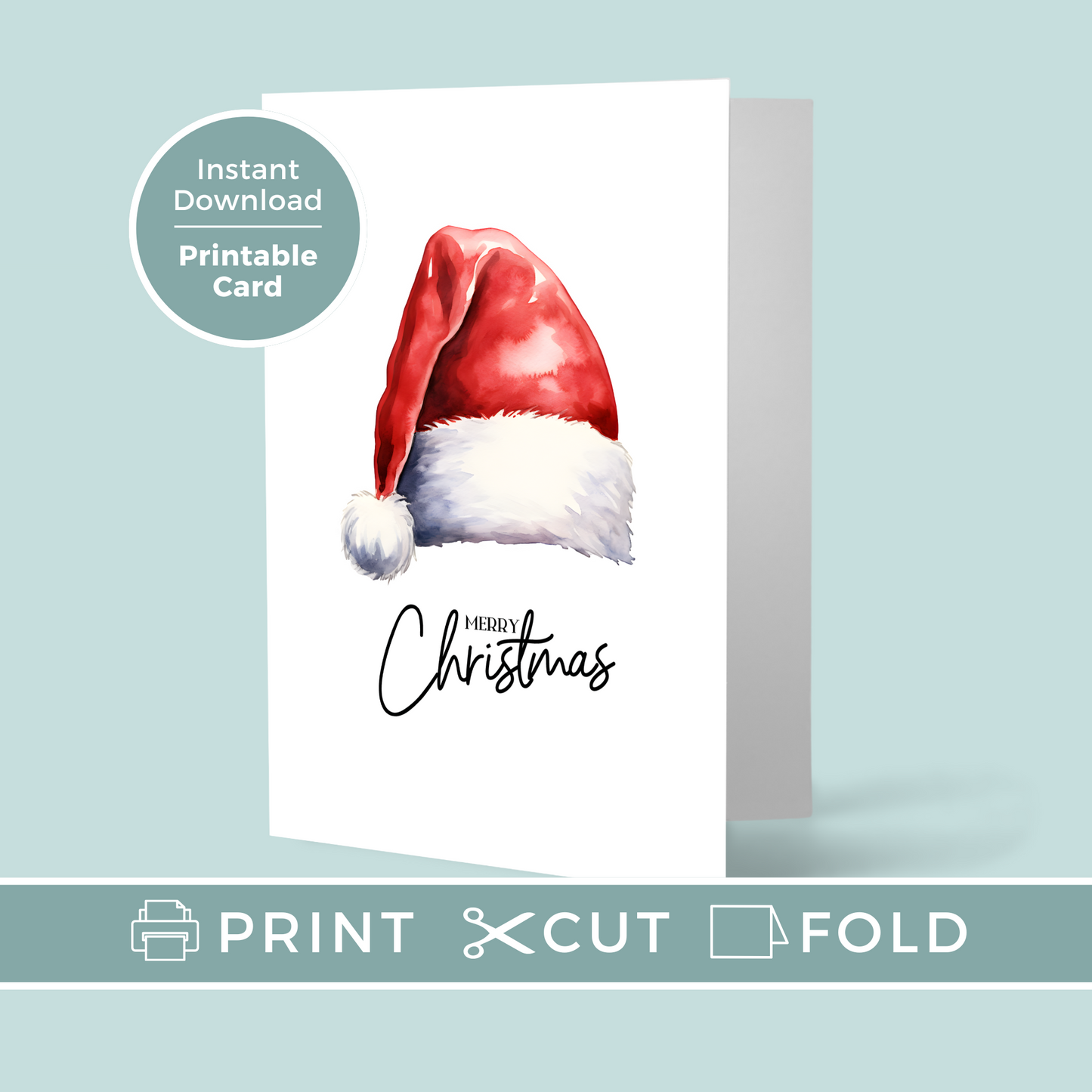 Printable Christmas Card - Santa Hat