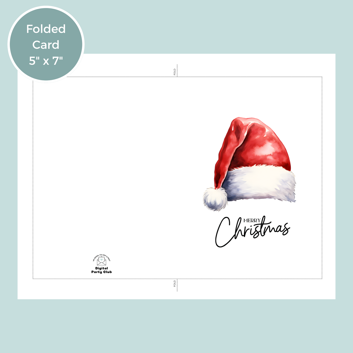 Printable Christmas Card - Santa Hat