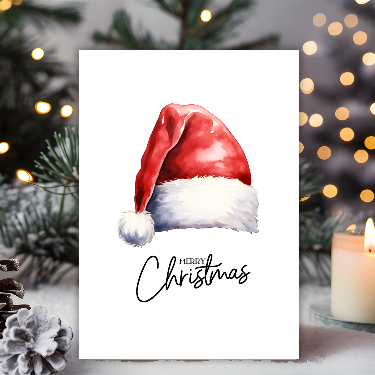 Printable Christmas Card - Santa Hat