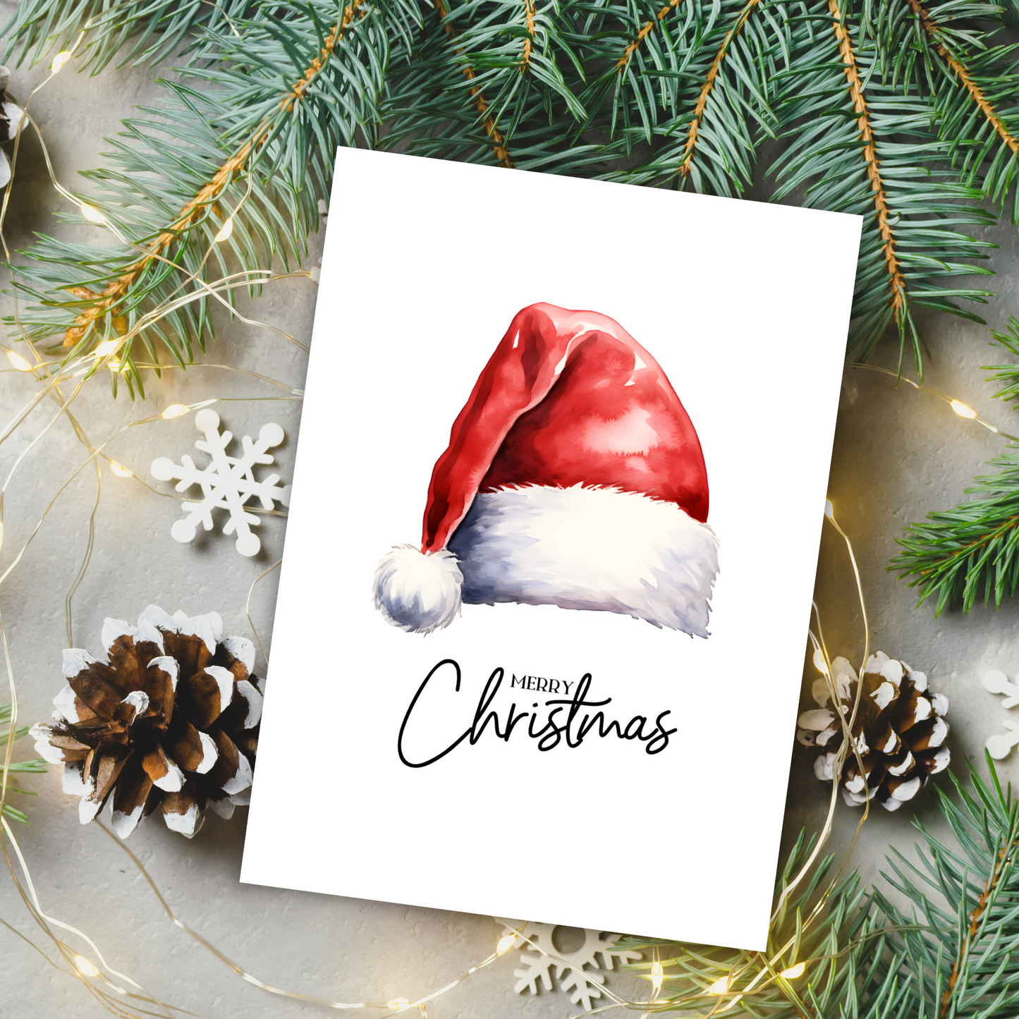 Printable Christmas Card - Santa Hat