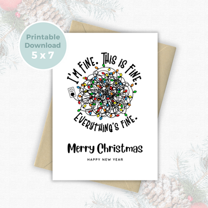 Printable Christmas Card - Tangled Lights