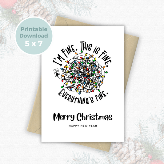 Printable Christmas Card - Tangled Lights