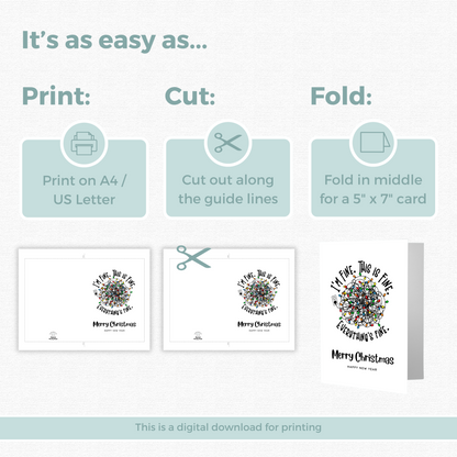 Printable Christmas Card - Tangled Lights