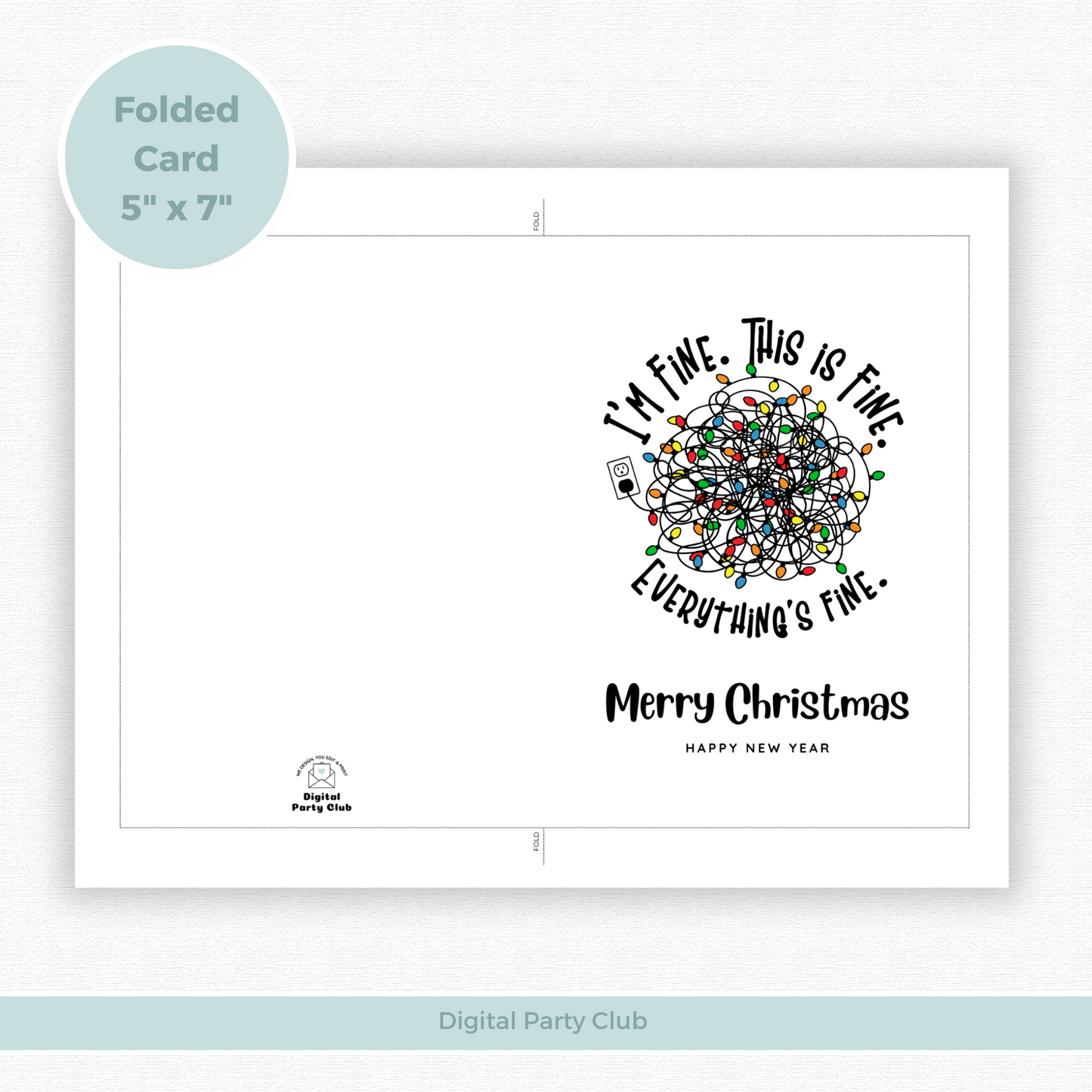 Printable Christmas Card - Tangled Lights