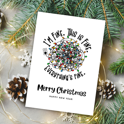 Printable Christmas Card - Tangled Lights