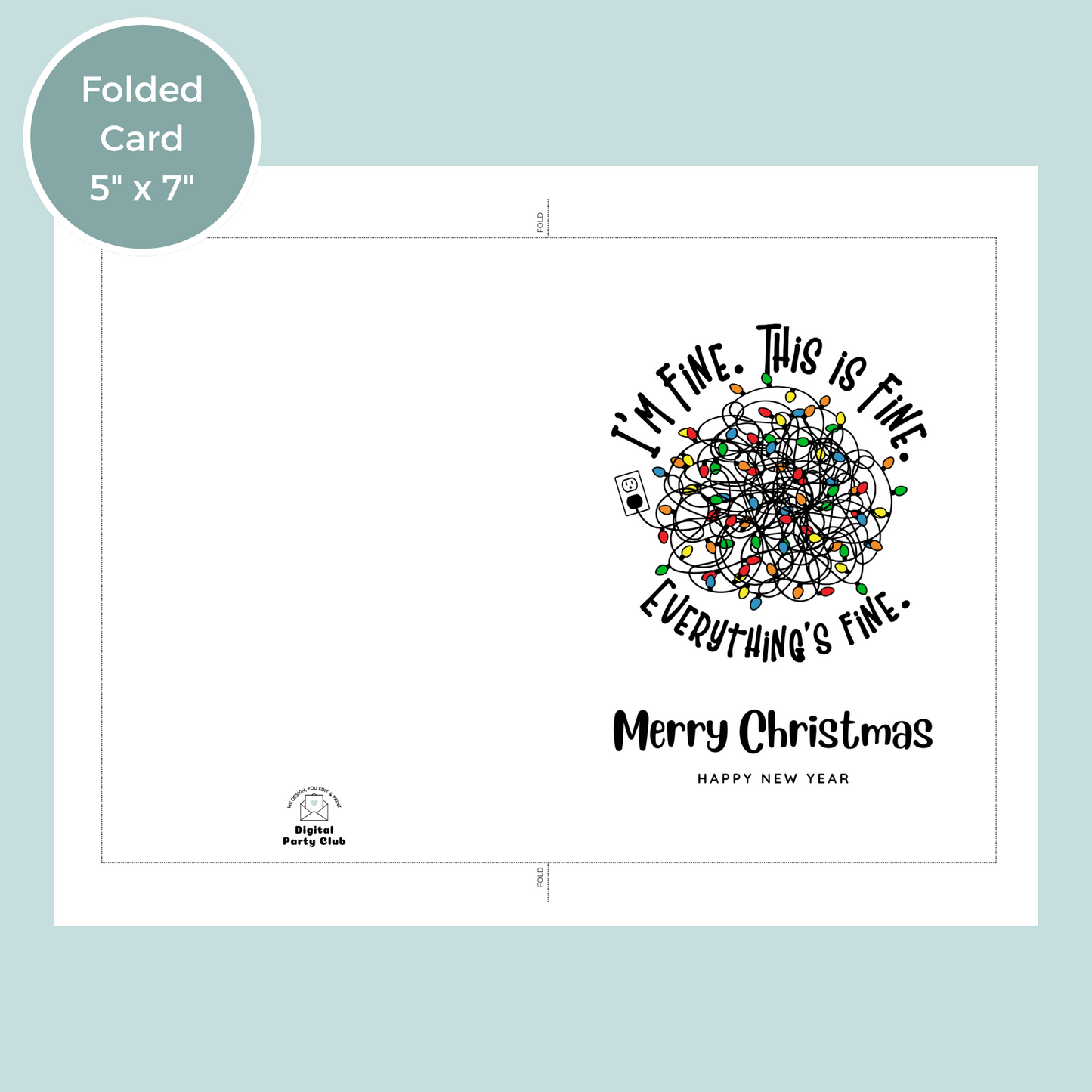 Printable Christmas Card - Tangled Lights