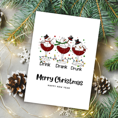 Printable Christmas Card - Drunken Snowmen