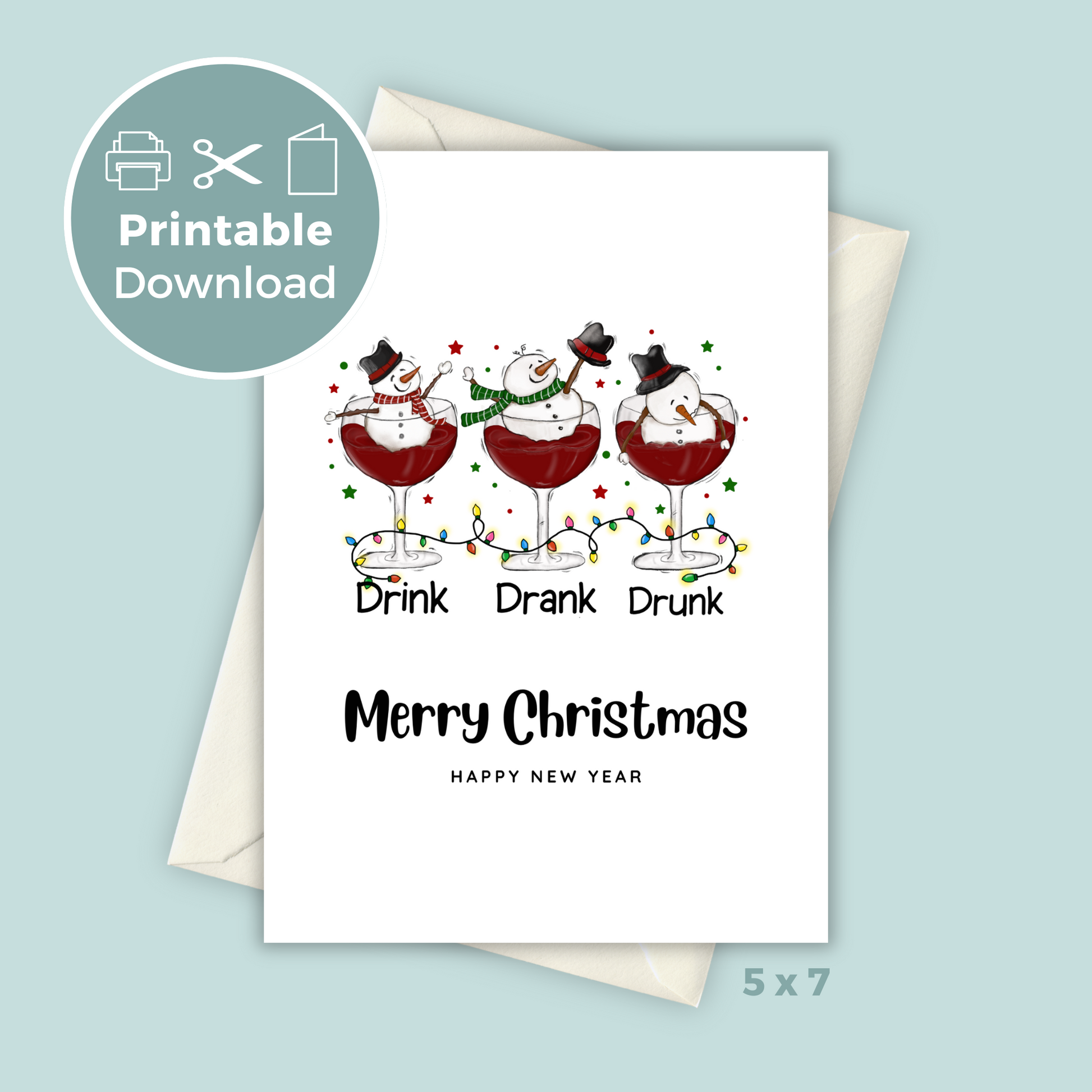 Printable Christmas Card - Drunken Snowmen – Digital Party Club printable-christmas-card-drunken-snowmen-digital-party-club