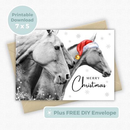 Printable Christmas Card - Horses