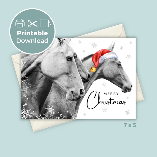 Printable Christmas Card - Horses