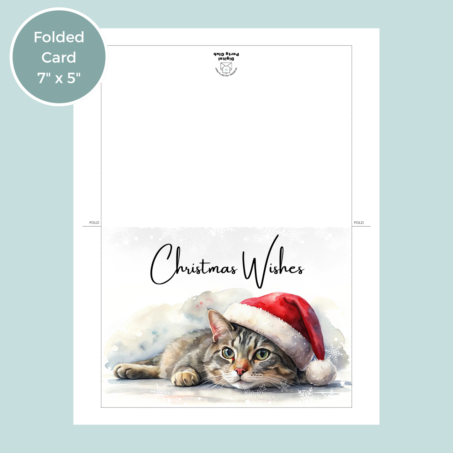 Printable Christmas Card - Cat Santa Hat