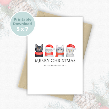 Printable Christmas Card - Cats